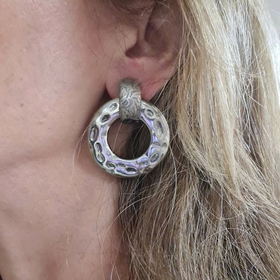 Orecchini Clip-on Nodo Grandi Argent&eacute; Vintage - Non Forate - Gioielli Chunky