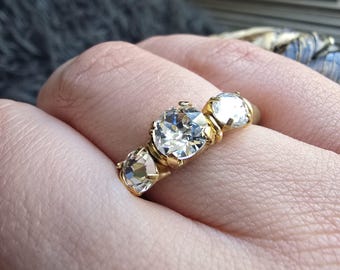 Silicone Engagement Ring, Crystal Stone, Gold/Silver Rubber Ring, Rhinestone Silicone Ring