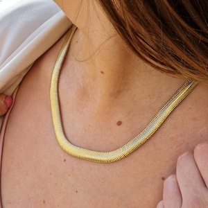 Snake Chain Necklace, Choker Chain, Thick Herringbone Chain Necklace,Wide Snake Necklace, Gold snake necklace, Layering Necklace,