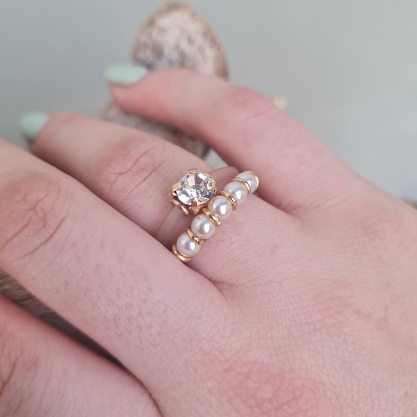 Silicone Rings Women, Engagement Ring, White pearl minimalist ring, Jewelry Rings Set, Wedding Silicone Band, Gold Ring, Rubber Ring Band,