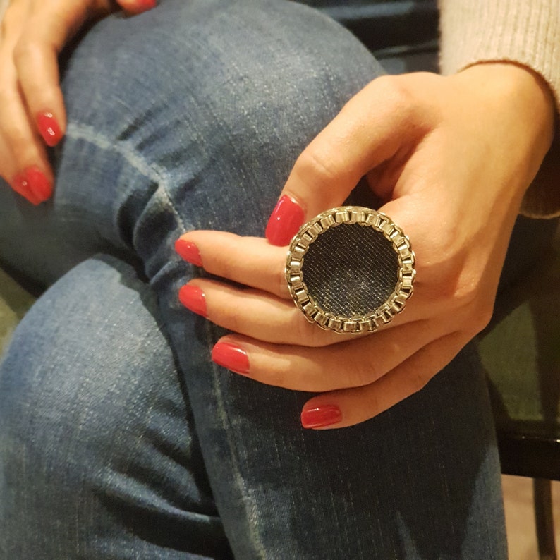 Large Silver Statement Ring Adjustable Oversized Ring Wide Etsy