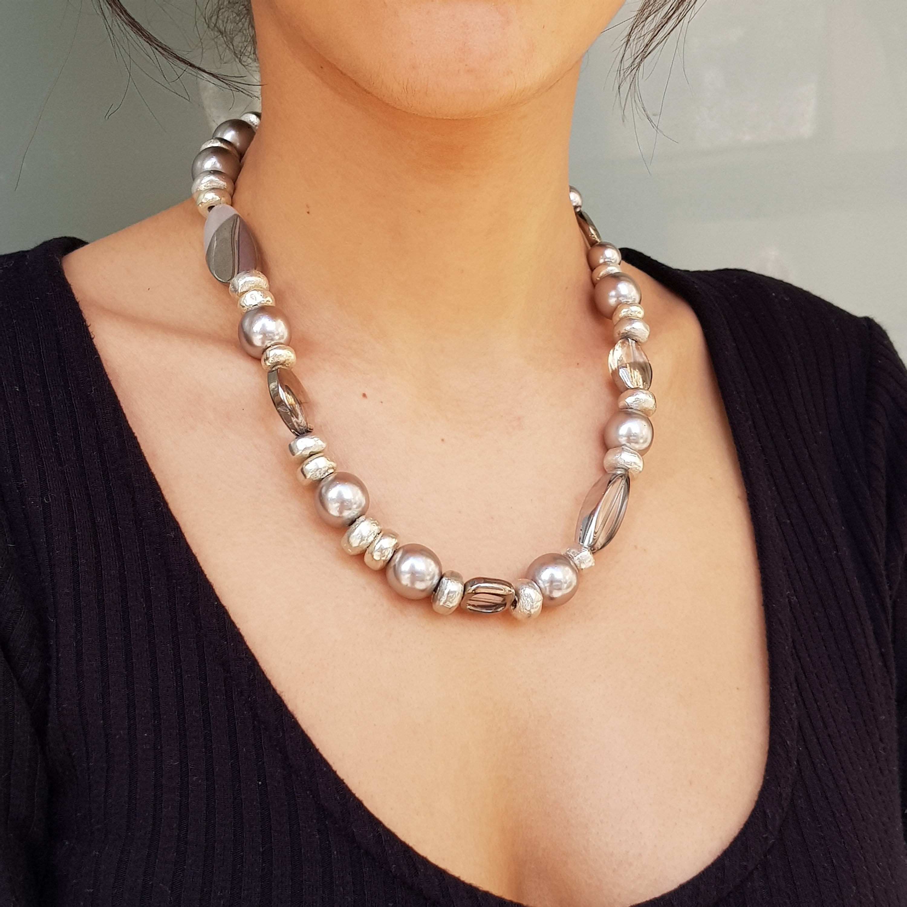 Chunky Pearl Halskette für Abend skulpturale moderne | Etsy