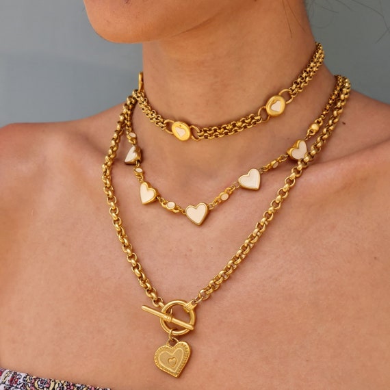 【VINTAGE HOLLYWOOD】Bumpy Heart Layered Necklace s-l400.png