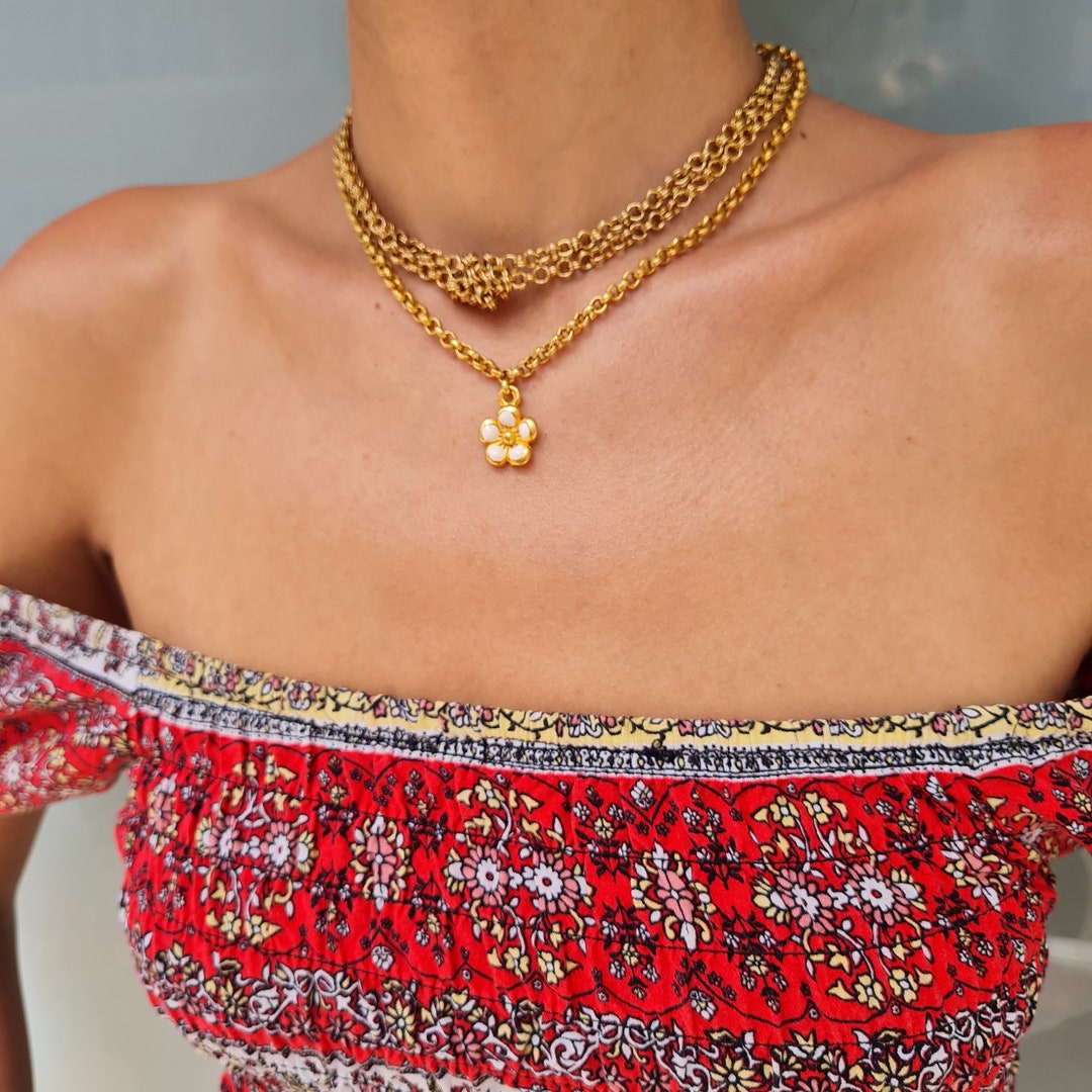 Y2k Necklace, Birth Flower Sunflower Necklace, Gold Sunshine Floral