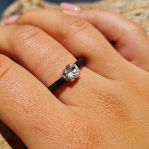 Silicone Rings For Women, Silicone Stone, Silver Ring, Rubber Ring Band, Silicone Engagement Ring, Solitaire Rings, Minimal ring for Her
