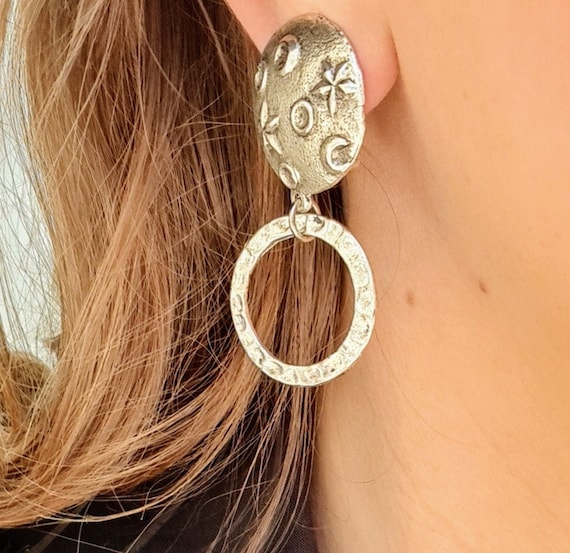 Etsy hammered silver earrings deals