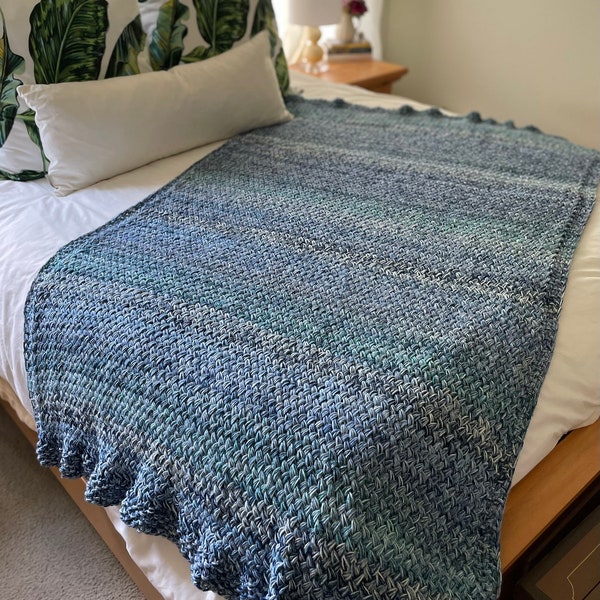 Hand Knit Blanket Etsy