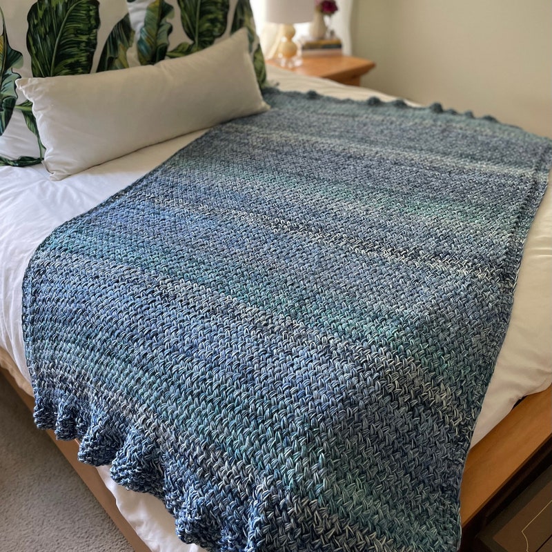 Hand Knit Blanket Etsy