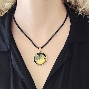 Aurum Pendant, Artisan Gold Necklace, Unique Gold Pendant, Handmade Artistic Jewellery, Abstract Medallion with Rope Chain.
