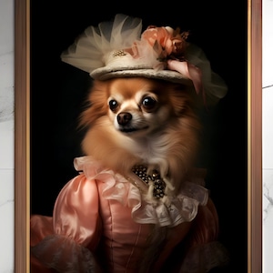 Personalized Vintage Pet Portrait, Chihuahua Pet Dressed in Victorian Attire, Ideal for Dogs, Cats, Hamsters, or Guinea Pigs