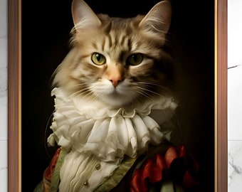 Personalized Pet Custom Art, Royalty Renaissance Portrait, Custom Cat or Dog Art, Perfect for Personalized Pet Home Decor