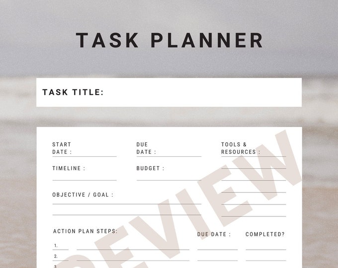 Clean Task Planner Design Task Planner Simple and Elegant One Page ADHD Friendly Digital ...