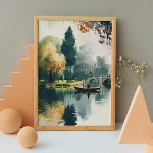 Home Decor Broad Stroke Watercolor Scenery Wall Art Digital Downloadable, Lake Painting in Watercolor Style, Scenery Digital Printable