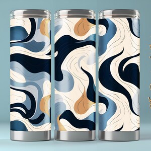 Abstract Art Wavy Shapes 20oz Skinny Tumbler Sublimation Design, Instant Digital Download, Contemporary Tumbler Wrap