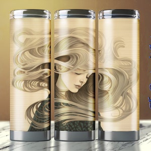 Abstract Girl Illustration, 20oz Skinny Tumbler Wrap, Tumbler Image, Straight and Tapered Wrap, Tumbler Sublimation Design