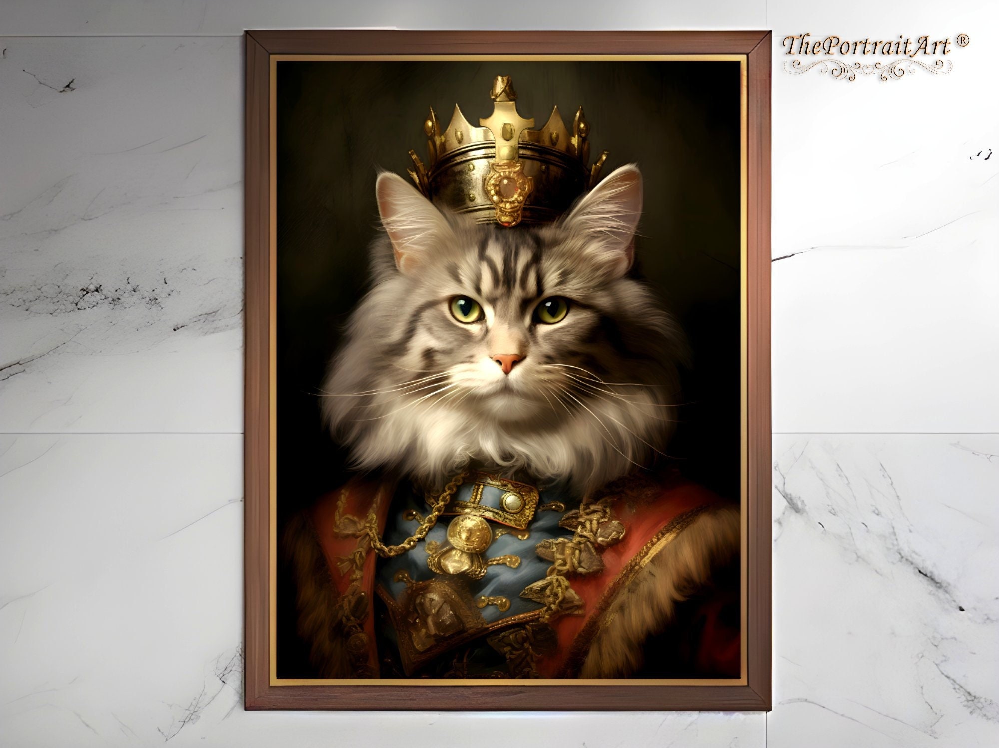 Custom Royal Pet Portrait Renaissance King or Queen Cat Canvas Art ...