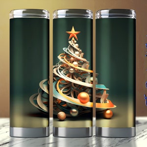 Enchanting 3D Abstract Christmas Tree, 20 oz Skinny Tumbler Wrap, Tumbler Image, Straight and Tapered Wrap, Tumbler Sublimation Design