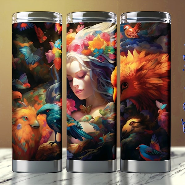 Surreal Face and Flowers, Cinematic Lighting, 20oz Skinny Tumbler Wrap, Tumbler Image, Straight and Tapered Wrap, Tumbler Sublimation Design