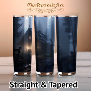 Realistic Cabin in the Woods Art, 20oz Tumbler Sublimation Design, Wilderness Imagery, Digital Download