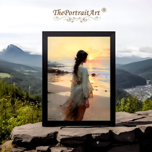 Gorgeous Lady Sunset Beach Art - Digital Download Wall Decor