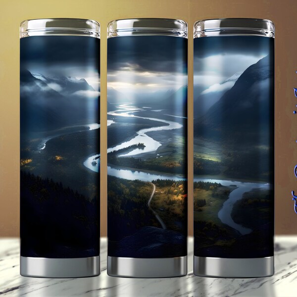 Cinematic Cloudy Overcast Landscape, 20 oz Skinny Tumbler Wrap, Tumbler Image, Straight and Tapered Wrap, Tumbler Sublimation Design