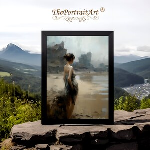 Beach Girl Art - Digital Download Wall Decor - seascape wall art - female home decor fine art