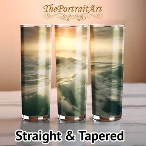Seascape Sunrise Waves 20oz Tumbler Sublimation Wrap, Ocean Inspired Design, Digital Download