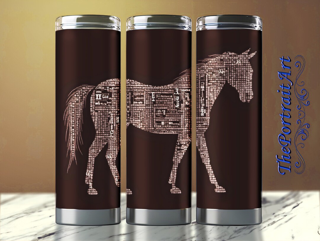Unique ASCII Horse Text Art, 20oz Skinny Tumbler Wrap, Tumbler Image