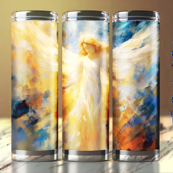 Golden Goddess, Abstract Painting, 20oz Skinny Tumbler Sublimation Design, Straight and Tapered Wrap, heavenly art