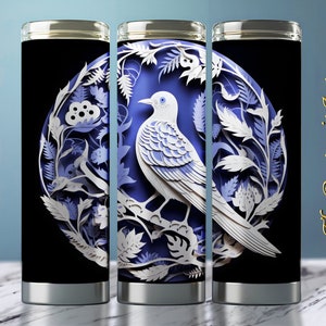 Bird Paper Art 20oz Skinny Tumbler Sublimation Design, Instant Digital Download, Straight & Tapered Wrap