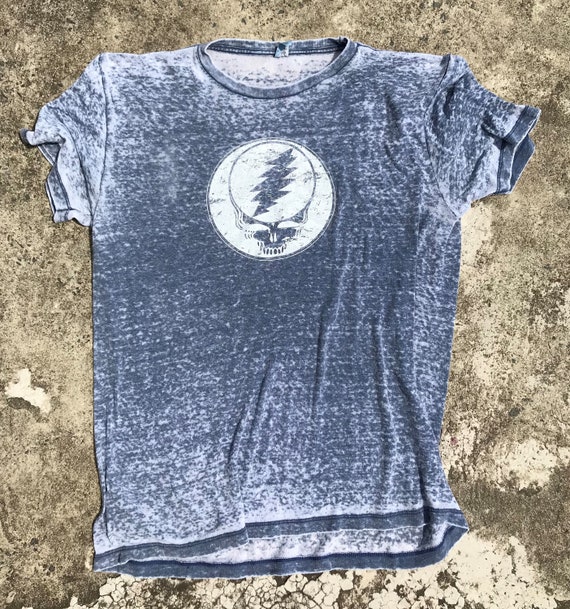 Custom Grateful Dead Style Steal Your Face Burnout Tee Etsy