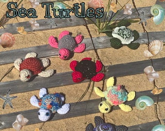 Sea Turtles Crochet Amigurumi Stuffed Animal Plush Toy Nautical Beach Cute Gift Kawaii