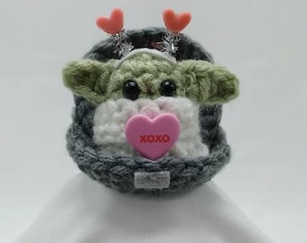Baby Grogu Yoda The Child  Ornament Valentines Day Keychain Amigurumi doll Cute Kawaii Plush Toy Stuffed Animal Gift Mandalorian Mini Love