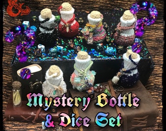 MYSTERY Dungeons and Dragons Crochet Potion of Dice Bottle Bag with Matching Dice Included OOAK Handmade Magic DND Surprise Blind bag