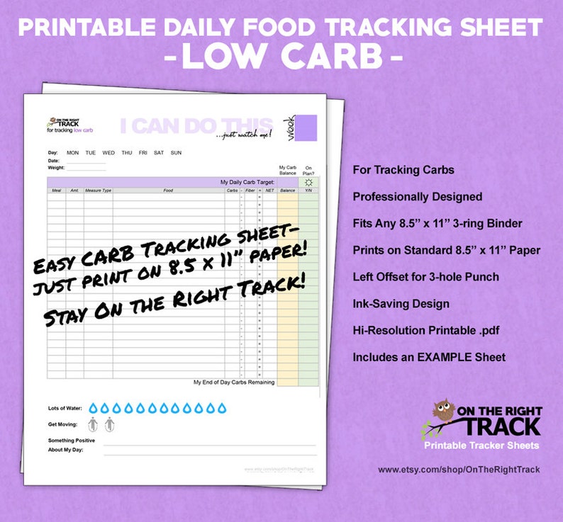 Daily Food Tracking Sheet For Low Carb Keto Etsy Canada