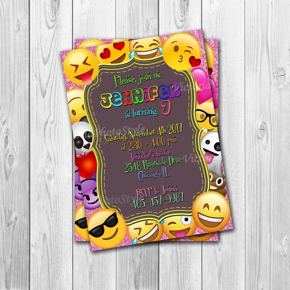emoji birthday invitations emoji invitation emoji birthday etsy