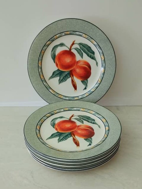 Vintage Set of 4 peach rimmed salad plates