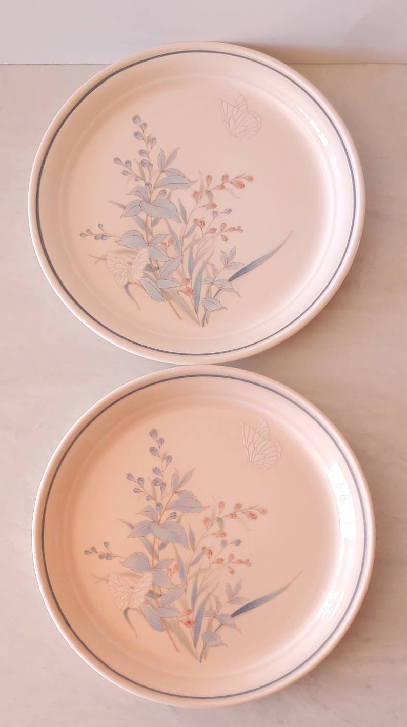 Vintage Noritake Keltcraft Kilkee Pink Blue Floral Butterfly Salad Plates Set Of 4