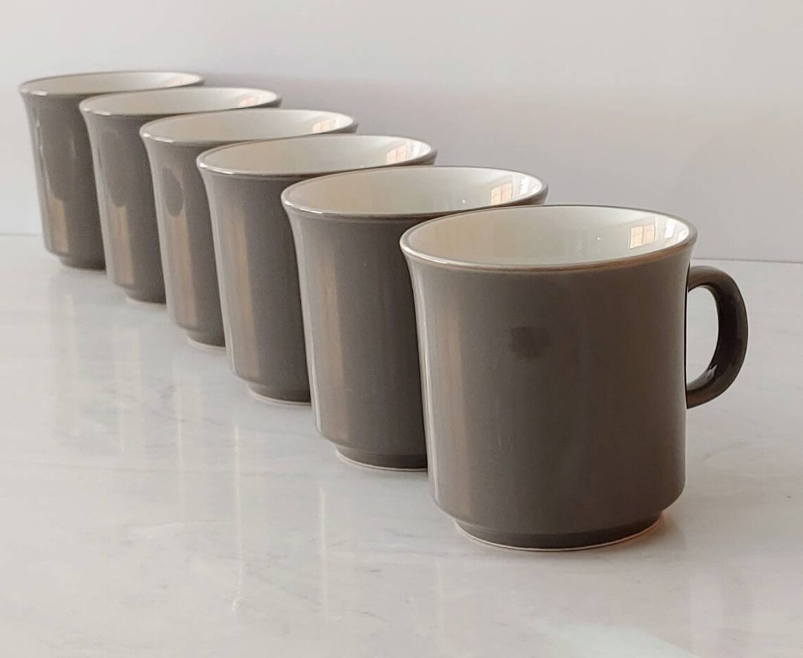 Vintage Celebrity Gray Stoneware Coffee Mugs/Cups Set Of 6 Etsy