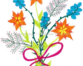 Card, A6,"Floral Greetings", get well soon, greeting card, thank-you card, spring, flowers, birthday, congratulations