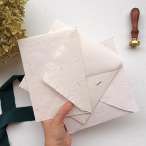 White Envelopes Cotton Rag, handmade envelopes, different size, C4 - C6 -  DL, textured white - For weddings or baby showers