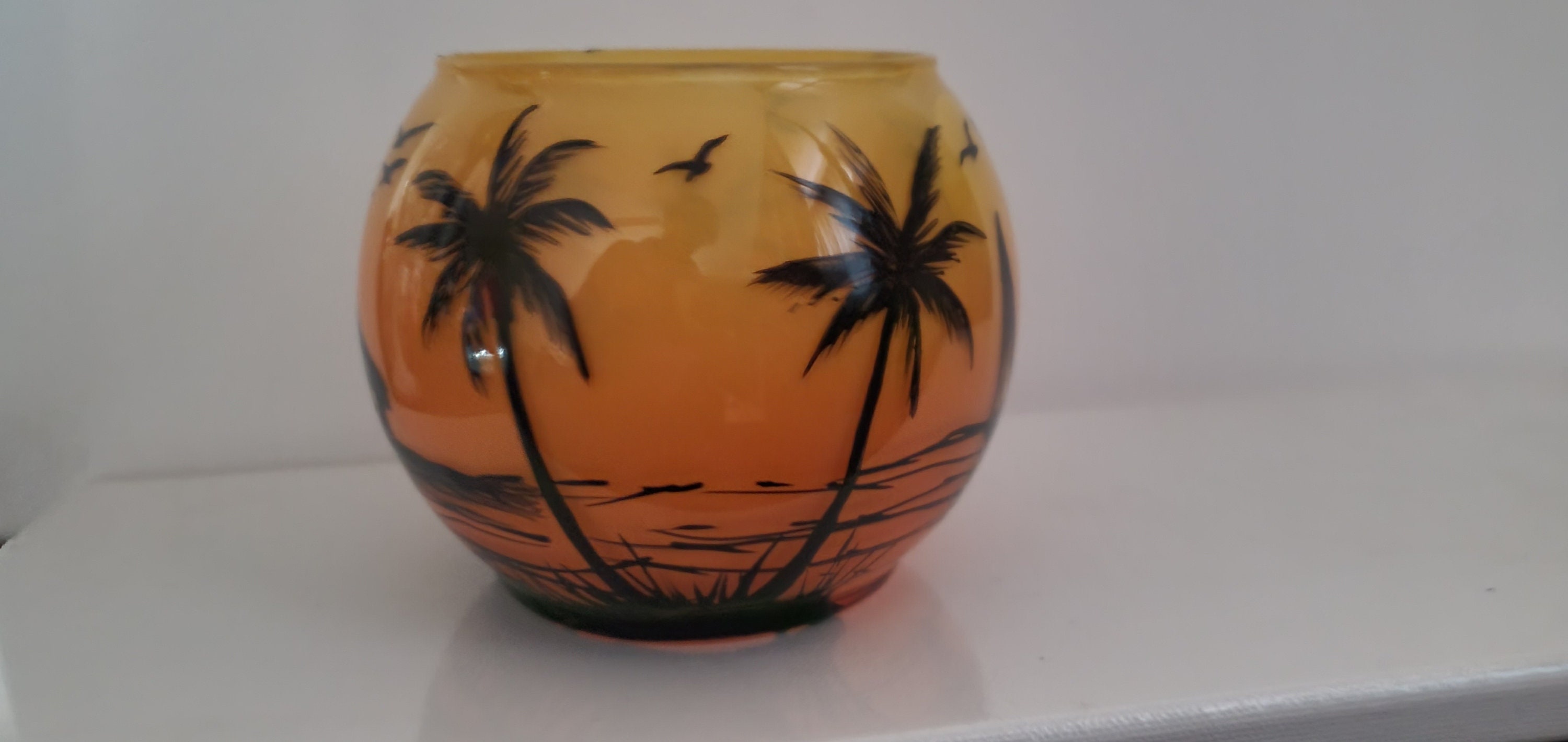 Sunset in the beach hand painted candle holder - Thumbnail 7