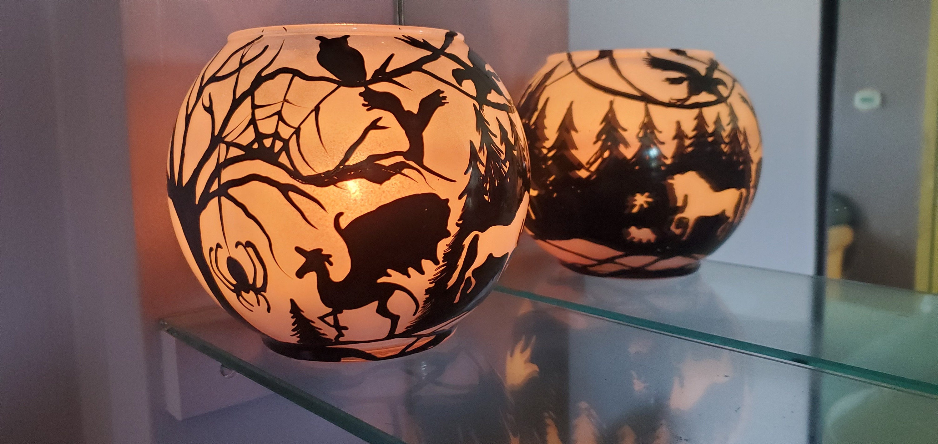 Hand Painted Halloween Candle Holder: Harry Potter Magical Creatures - Thumbnail 3