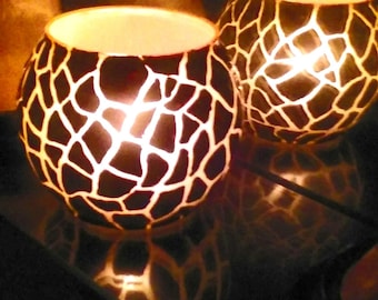 Hand Painted Giraffe Glass Vase Candle Holder: Tea Light Decor