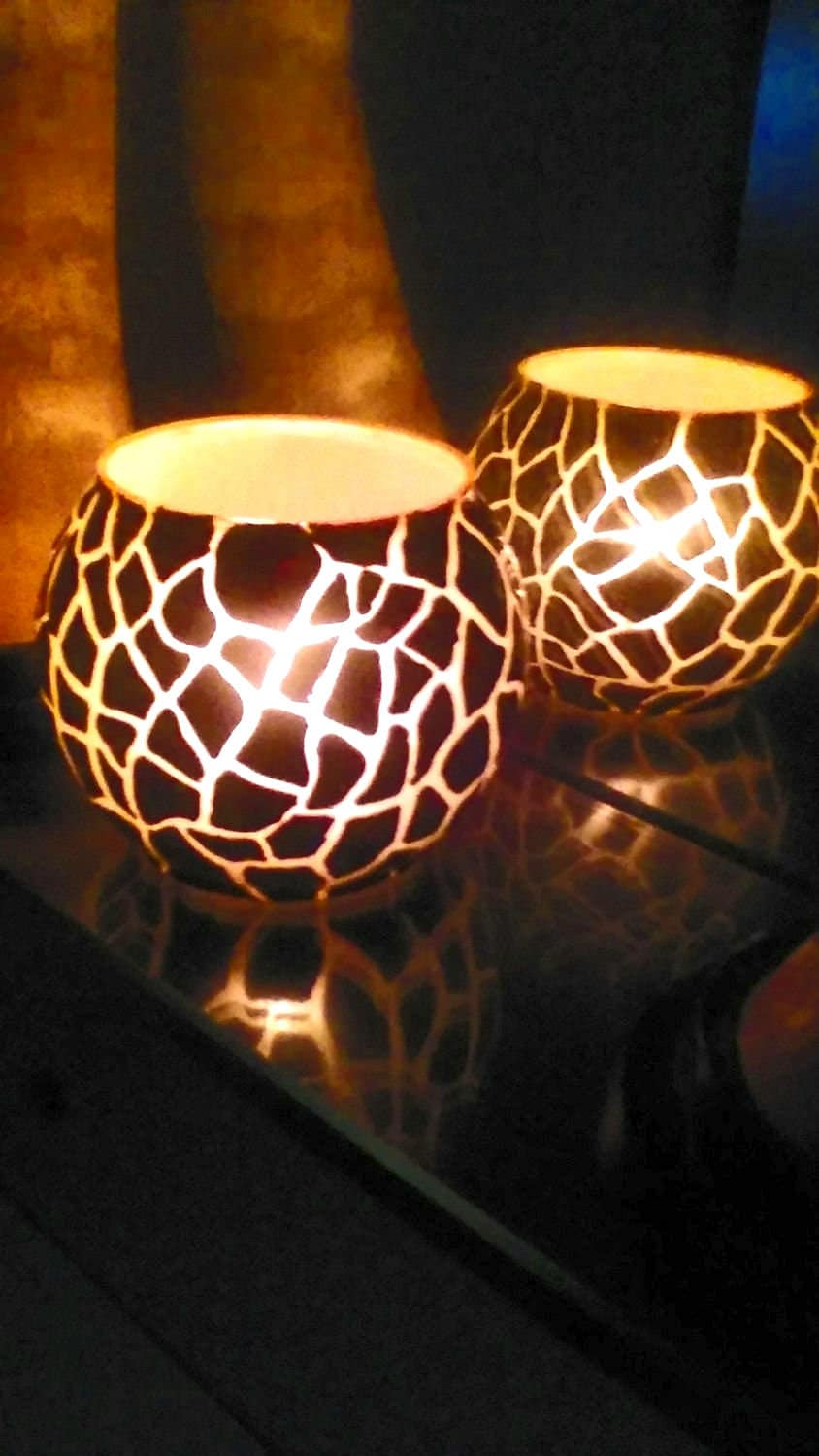 Hand Painted Giraffe Glass Vase Candle Holder: Tea Light Decor - Image 1