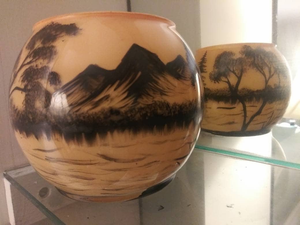 Hand‑Painted Mountain Landscape Candle Holder – Sunset Trees & Lake Silhouette, Unique Nature‑Inspired Gift - Thumbnail 2