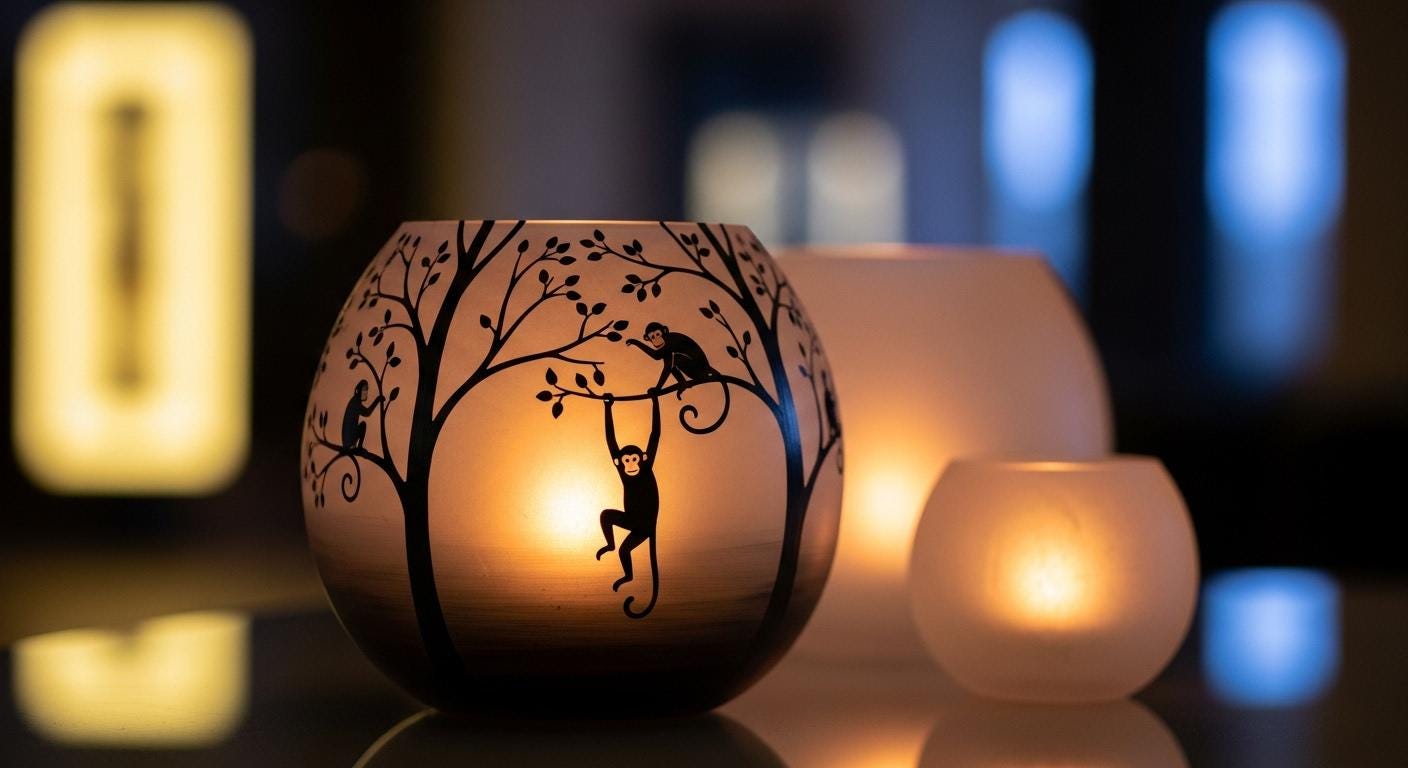 Hand Painted Cherry Blossom Candle Holders - Set of 2