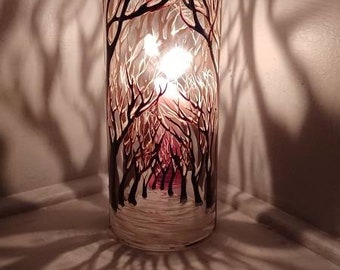 WINTER FOREST candle holder for holiday trees shadow gift 9" tall