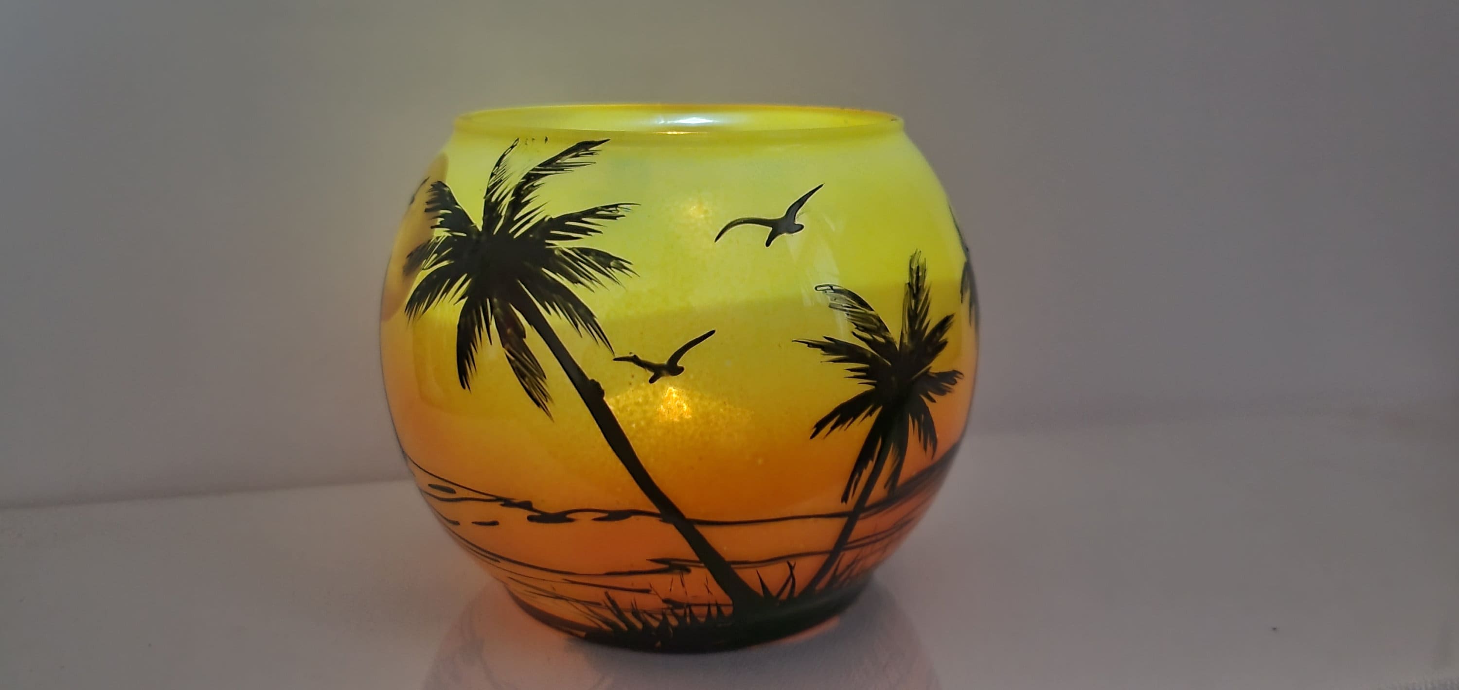 Sunset in the beach hand painted candle holder - Thumbnail 5