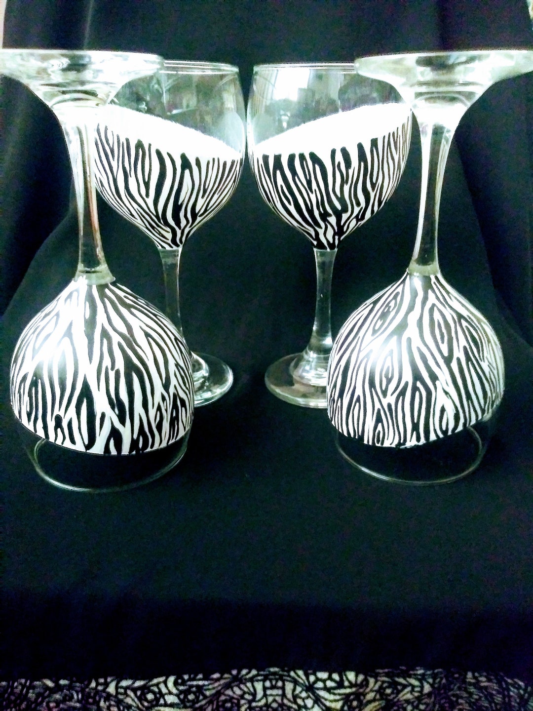 Zebra Wine Glass Hand Painted Set of 2 Gift Etsy